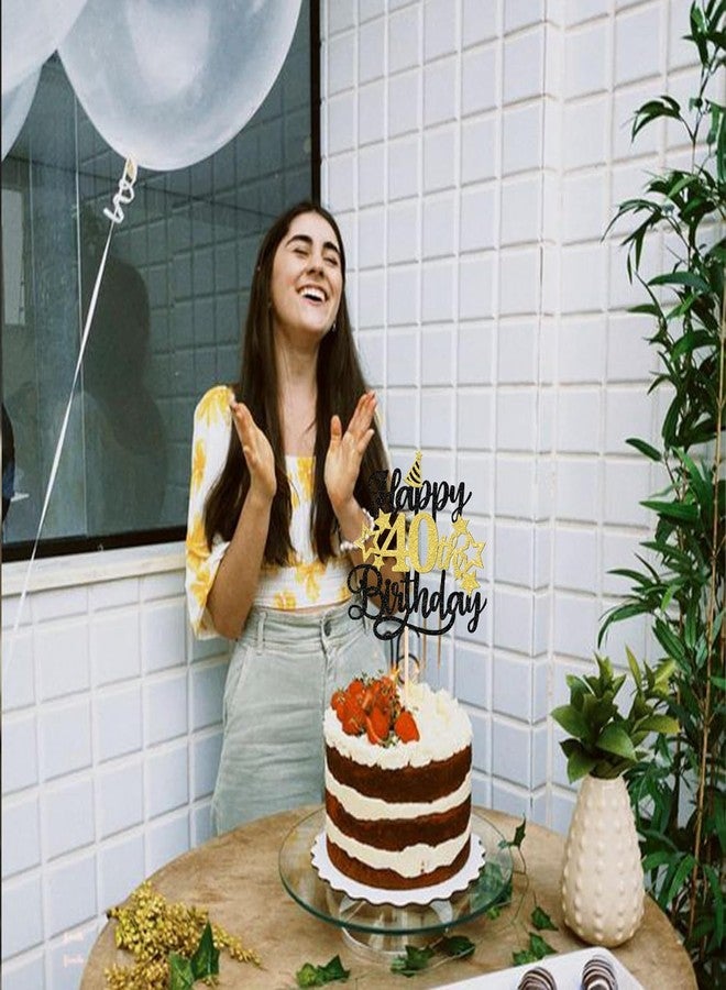 Confetti! Glittering 40th Birthday Cake Topper with Star Hat - Cheers to 40 Years! Fabulous Cake Decorations for Adults 40th Birthday & Anniversary Party Supply - Image 5